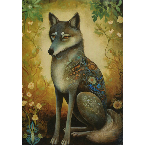 Holy Forest Wolf Greeting Card (Blank)