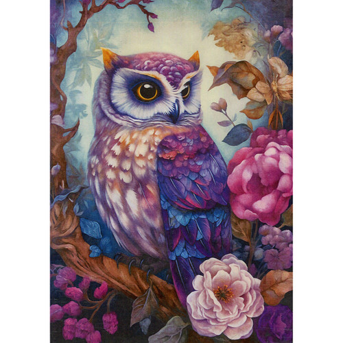 Purple Owl Greeting Card (Blank)