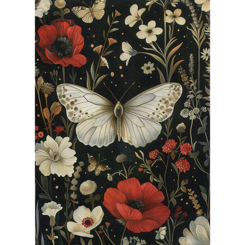 Botanical White Butterfly Greeting Card (Blank)