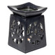 Black Soapstone Oil Burner with Lotus Design