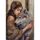 Girl and Wolf Greeting Card (Blank)