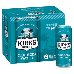 Kirks Mixers Club Soda Water (6 Pack, 250 ml)