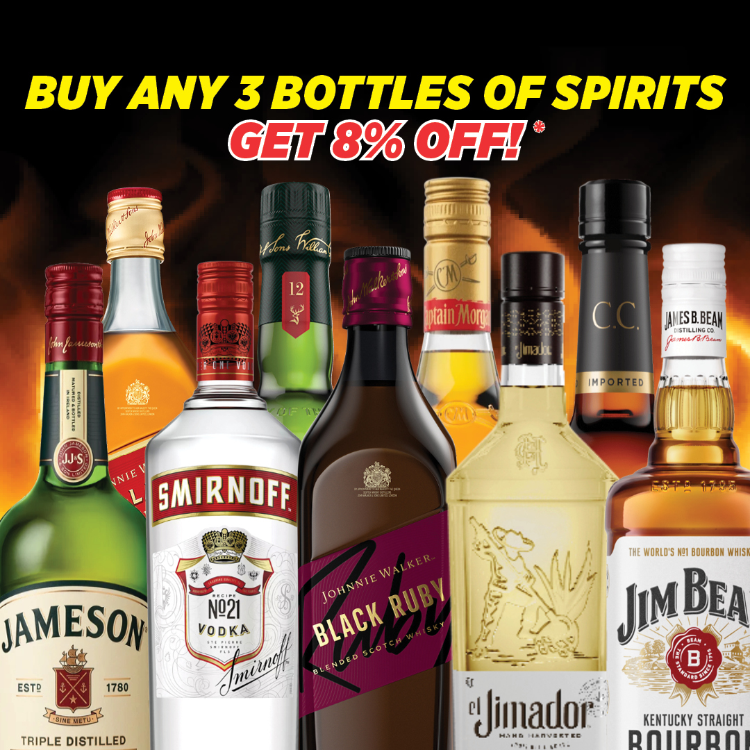 Buy any 3 Spirits Get 8% Off