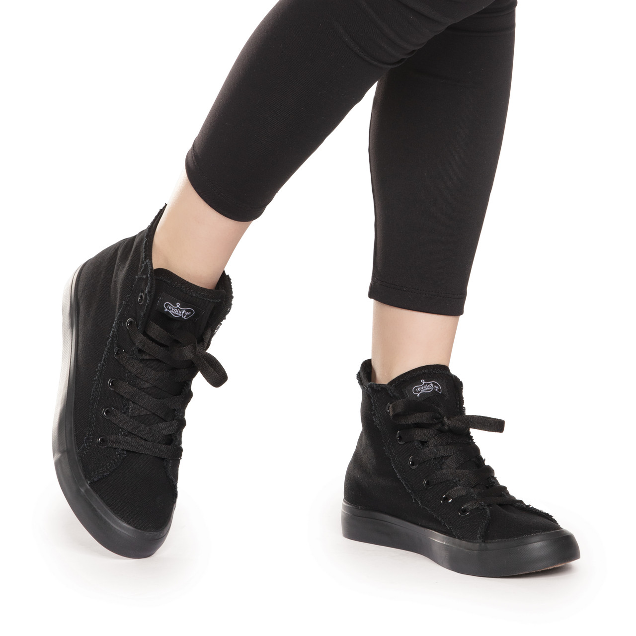 Women's High Top Designer Sneaker in Black Canvas - Nothing New®