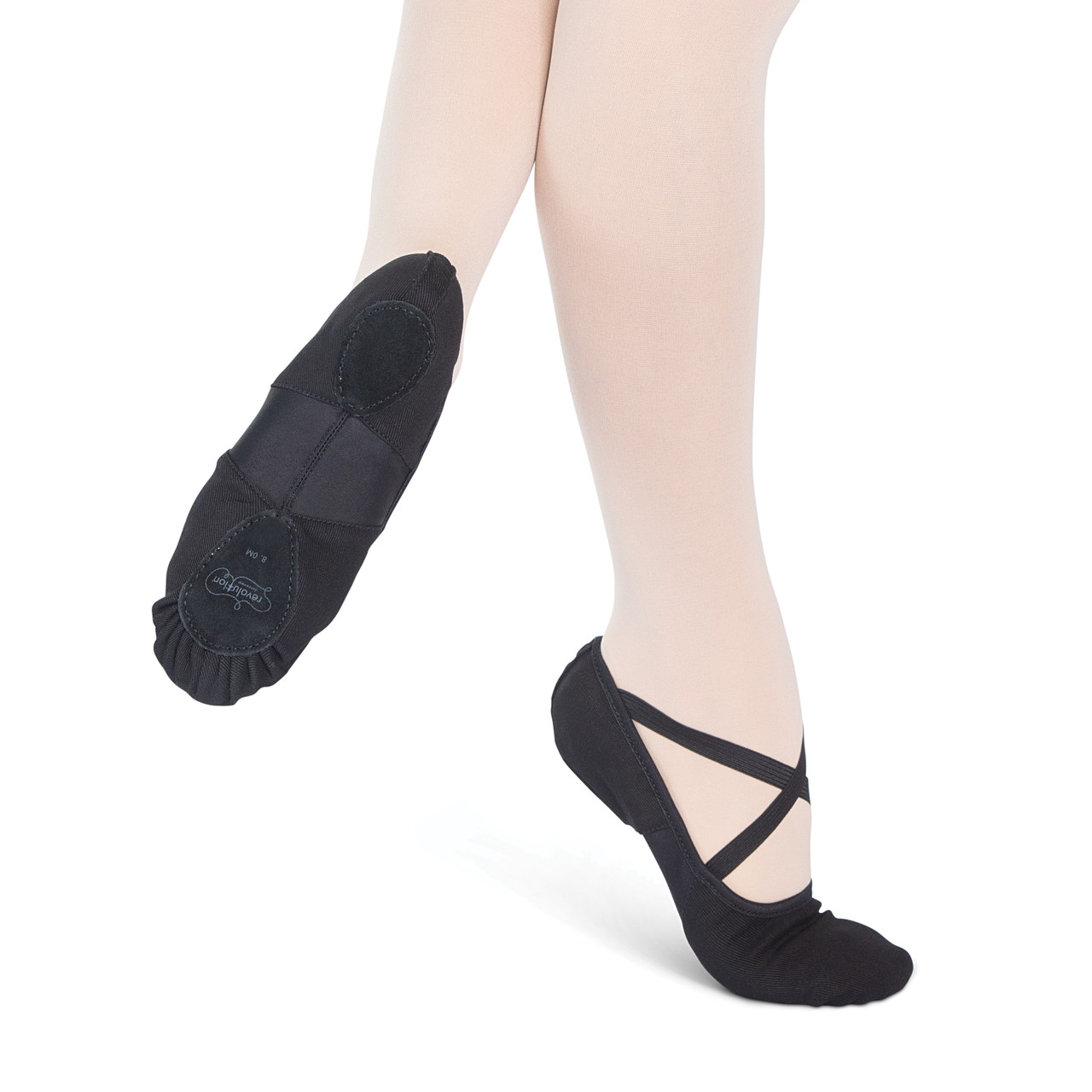 Roch Valley STRETCH CANVAS Ballet Shoes Split Suede Sole Black Fitted  X-Elastics