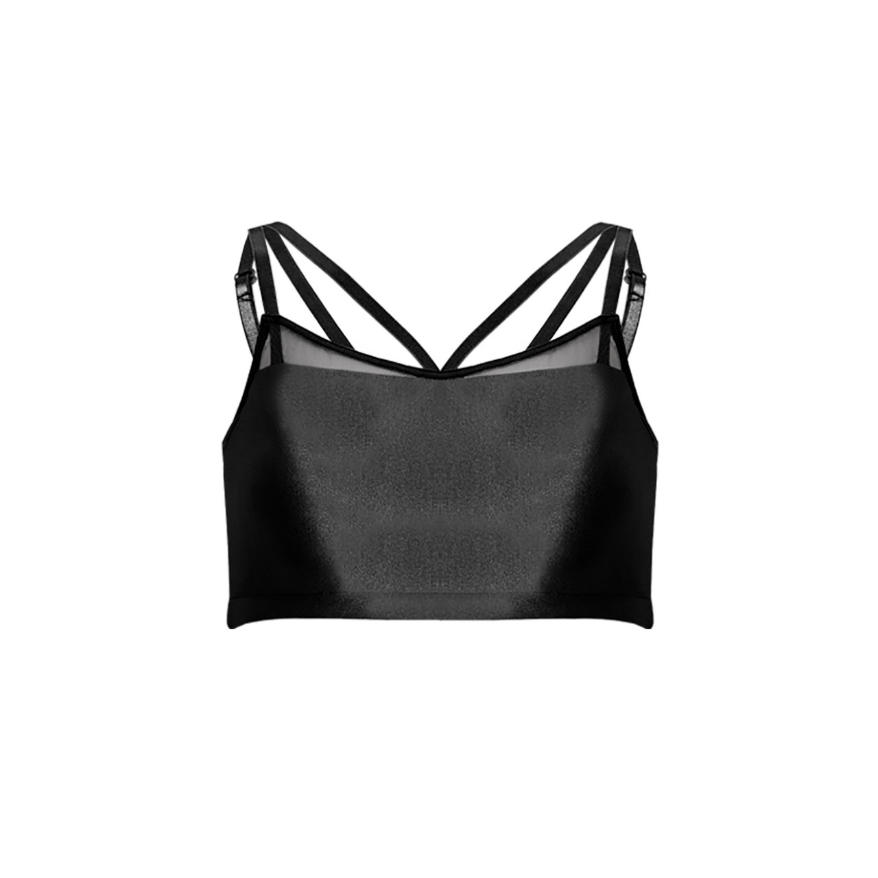 Black lycra, gunmetal and mesh bra top (716)