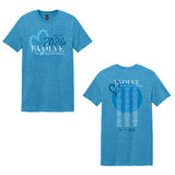 Blue T‑shirt with ‘EVOLVE’ spring performance design on front and back