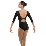 Mesh Scoop Back 3/4 Sleeve Leotard
