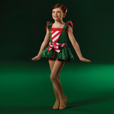 CANDY CANE CHORUS - PEPLUM BIKETARD LOOK