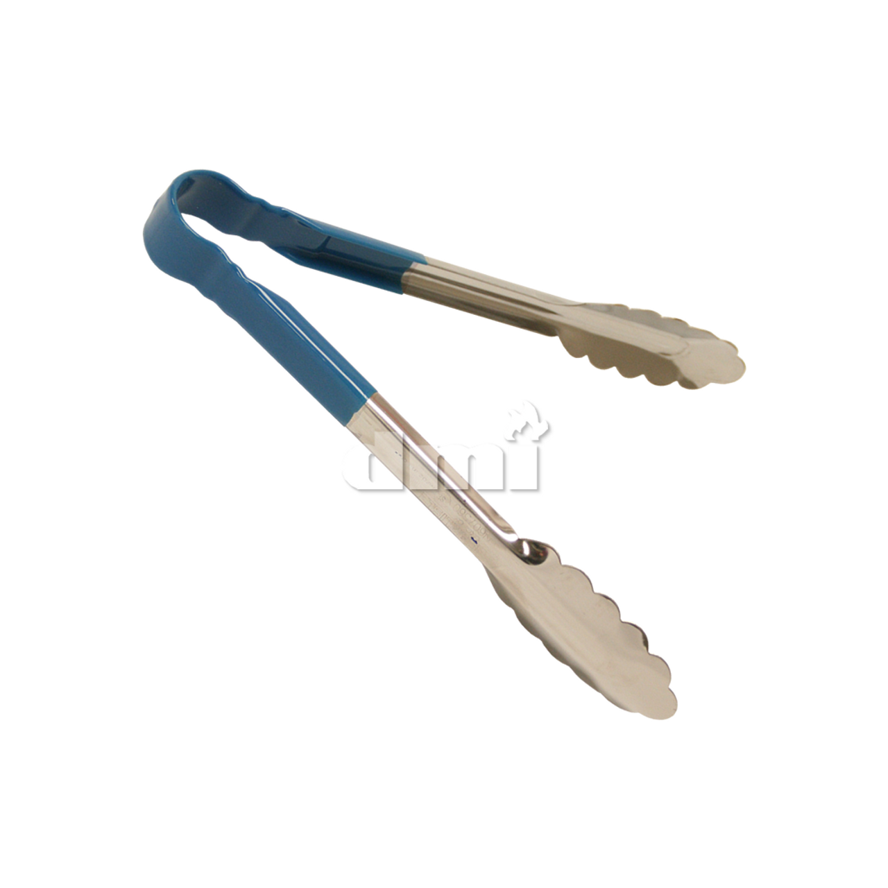 9009-B  9" Metal Tongs with Blue Plastic Handle