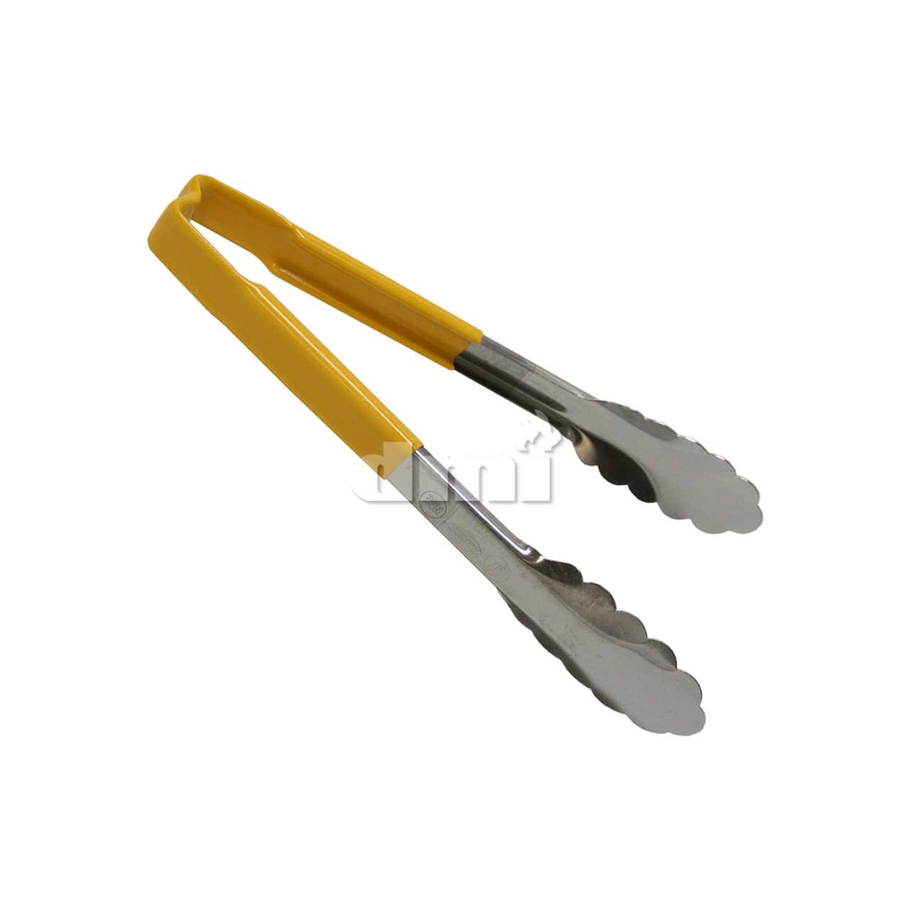 9009-Y  9" Metal Tongs with Yellow Plastic Handle