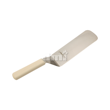 10542-W Metal Spatula, 8 x 3, Rounded Edges, White Handle