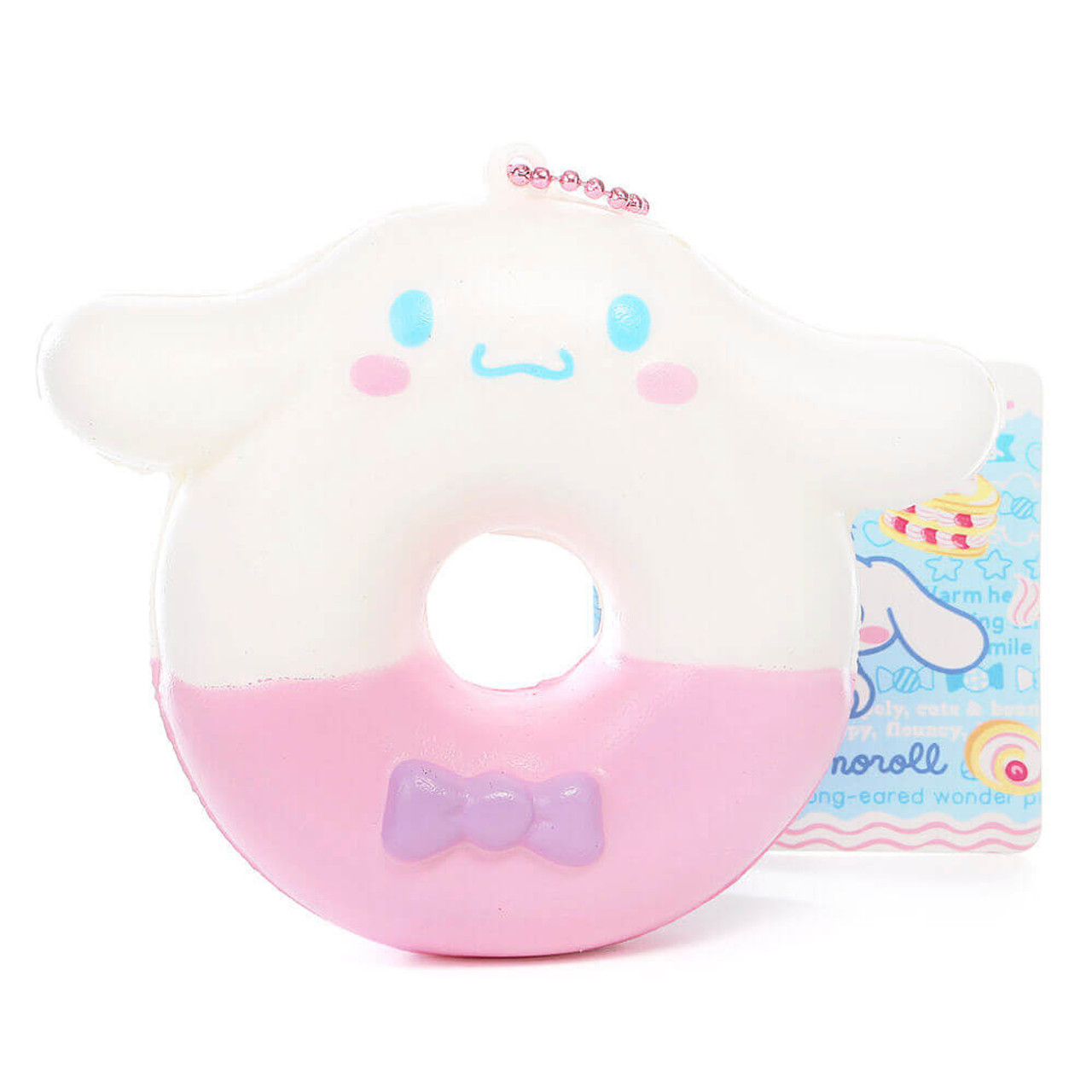 Sanrio Cinnamoroll Puni Puni Mascot Donut / Doughnut Ramune Squishy Cellphone Charms - Pink Body ( Front View )