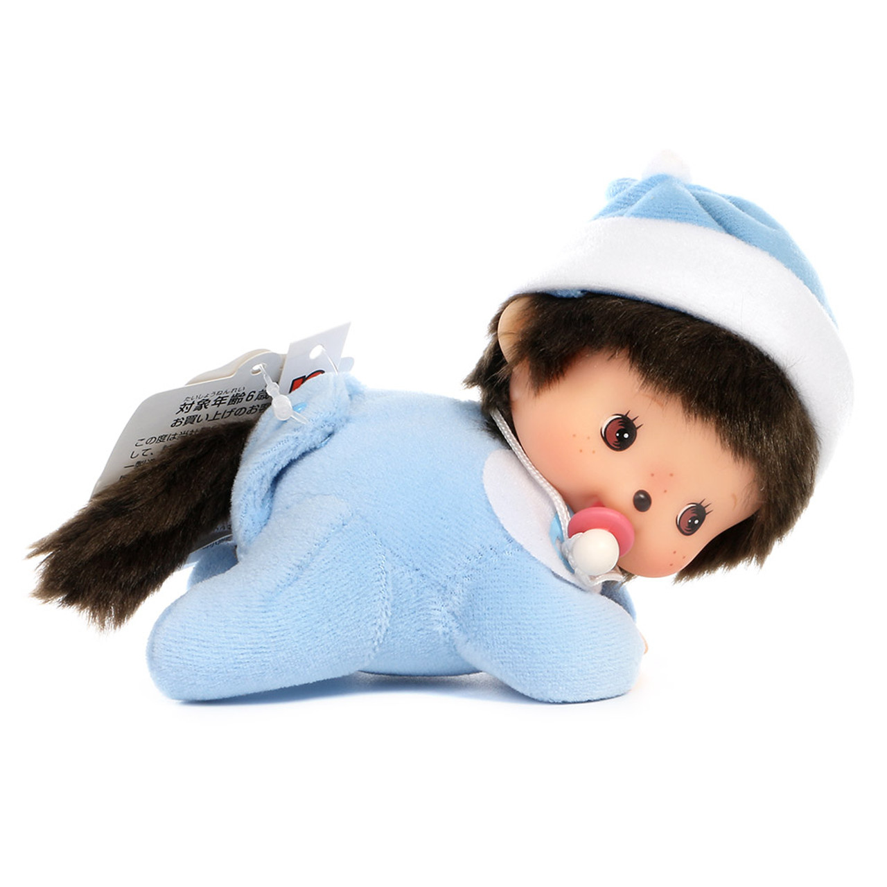 Sekiguchi Bebichhichi Monkey Boy Baby Blue Shirt Crawling Plush Doll - Small