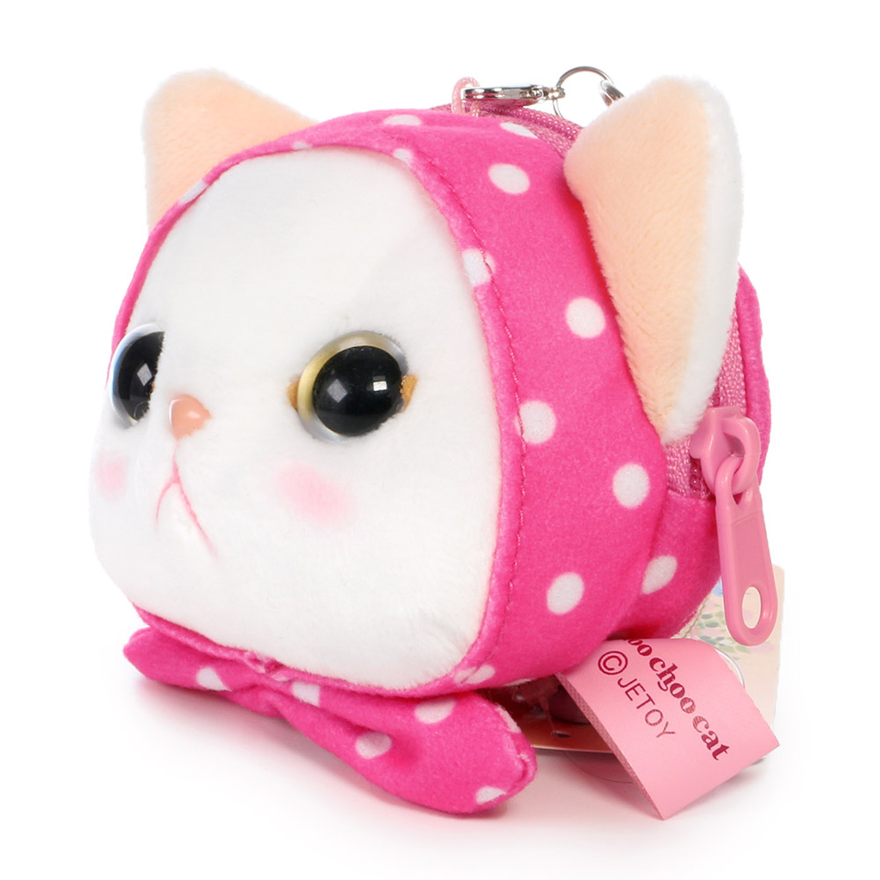 Choo Choo Cat Mini Coin Pouch - Cute Dots Hood