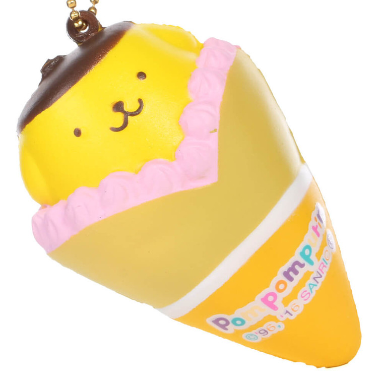 Sanrio Pompompurin Mascot Crepe Squishy Charm - Yellow ( 45 Degree Angle )