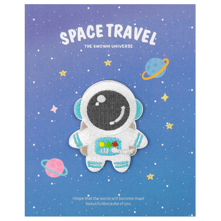 Kawaii Blue Color Astronaut In Space Iron On Patch ( Cover )