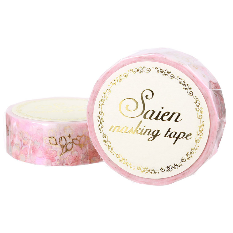 Saien Washi Gold Foil Masking Tape - Cherry Blossom ( Front View )