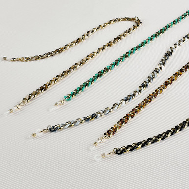 Bi-Color eyeglass chains made of acetate links with alternating gold links