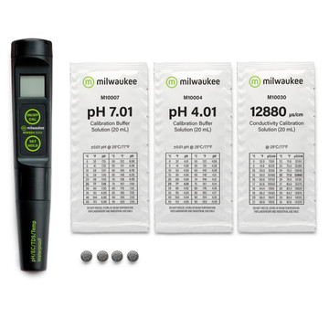 Milwaukee MW804 MAX Waterproof 4-in-1 pH / EC / TDS/Temp Tester with Replaceable Probe