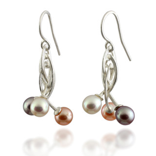 Flourishing Linkage Earrings from Liaung Chung Yen, Fine Art Jewelry | Sterling Silver and 6 mm Pearls