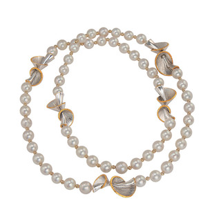Classic Elegance Necklace by Aleksandra Vali, Modern Art Jewelry | Sterling Silver and Akoya Pearls | Gold Vermeil