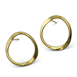 V forged hoops in sterling silver with Vermeil finish | Handmade Contemporary Jewelry by Ayesha Mayadas