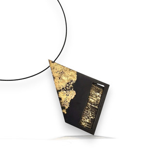 Portal Pendant | Steel, Gold | Art Jewelry by Bette Barnett Portal Pendant | Steel, Gold | Art Jewelry by Bette Barnett