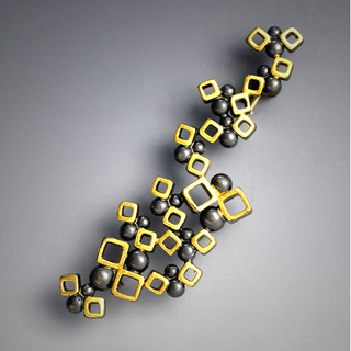 Swarm Brooch | Oxidized Sterling Silver, 23 Karat Gold Leaf | Handmade Modern Art Jewelry by Bethany Montana