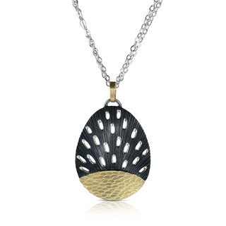 New Day Shell Pendant | Gold, Oxidized Sterling Silver| Handmade Fine Art Jewelry by Susan Mahlstedt  New Day Shell Pendant | Gold, Oxidized Sterling Silver| Handmade Fine Art Jewelry by Susan Mahlstedt