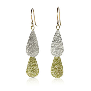 Double Rain Drop Earrings | Gold and Sterling Silver | Handmade Fine Jewelry by Susan Mahlstedt Double Rain Drop Earrings | Gold and Sterling Silver | Handmade Fine Jewelry by Susan Mahlstedt