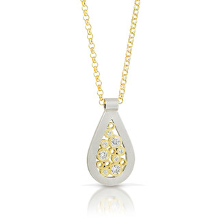 Estrella Teardrop Pendant  | Gold, Silver, Diamonds | Contemporary Jewelry by Belle Brooke bare