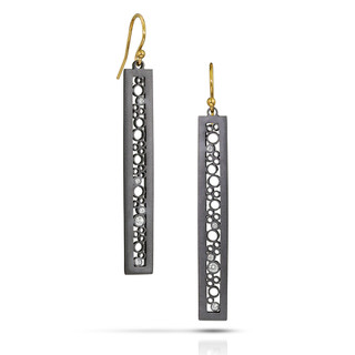 Oscuro Extra Long Rectangle Dangle Earrings | Sterling silver, Gold-fill, Diamonds | Contemporary Jewelry by Belle Brooke Barer