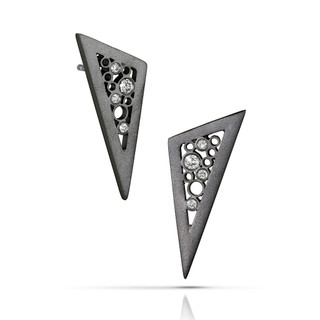Oscuro Acute Triangle Studs | Sterling Silver, Diamonds | Contemporary Jewelry by Belle Brooke Barer