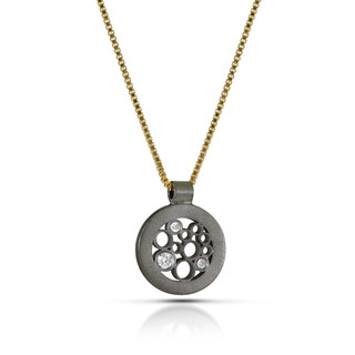 Oscuro Petite Circle Pendant | Sterling Silver, Diamonds, Gold Fill | Contemporary Jewelry by Belle Brooke Barer