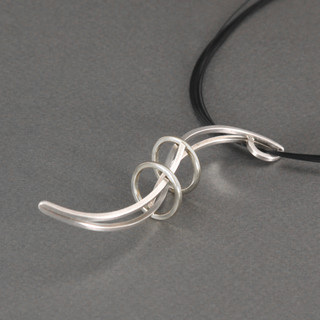 Silver Double Pointer Pendant, Contemporary Jewelry by Cheryl Eve Acosta