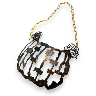 Kōshi Pendant | Steel, Brass, Gold | Handmade Art Jewelry by Bette Barnett