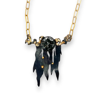 Chikara Pendant | Steel, Gold | Handmade Art Jewelry by Bette Barnett