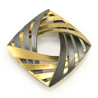 Moire Interwoven Pin/Pendant, Modern Jewelry by Keiko Mita