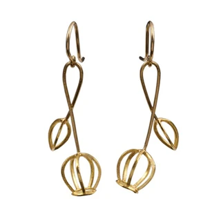 Gold Budding Earrings, Modern Art Jewelry by Liaung-Chung Yen