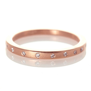 Textured Twinkle Band Ring in Rose Gold with Diamonds; Handmade Modern Jewelry by Ayesha Mayadas