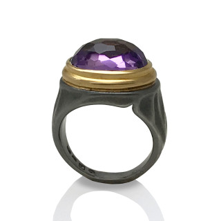 K.Mita's Gem Rock Ring | Amethyst | Oxidized Silver