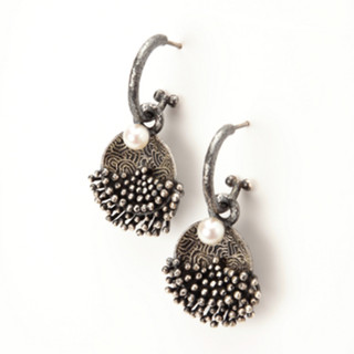 Modern EO102 Earrings from So Young Park | Oxidized Sterling Silver and Fresh Water Pearls