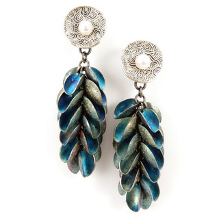 Modern EO163 Earrings from So Young Park | Oxidized Sterling Silver | Fresh Water Pearls