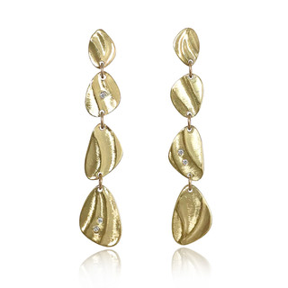 Pebble Dangle Earrings by Keiko Mita | 14K Gold and Diamonds | Handmade Fine Jewelry