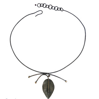 Modern Turning Leaf Necklace from Morgan Amirani | Argentium Silver | Citrine and Ruby