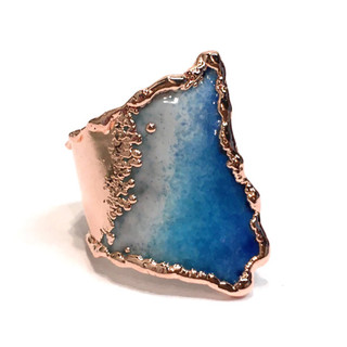 Warp Wave Ring | Color glass over copper | Art jewelry by Cheryl Eve Acosta
