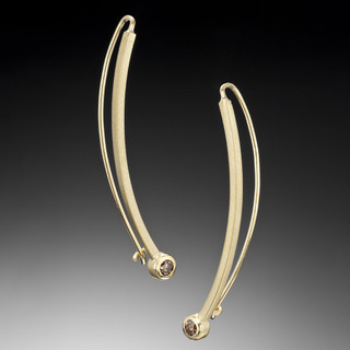 Cognac Diamond Face Framers from Ilene Schwartz | 18 Karat Yellow Gold and Cognac Diamonds