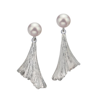 De"Solanum Earrings from Aleksandra Vali, Modern Art Jewelry | Sandblasted or Oxidized Sterling Silver and Black or White Freshwater Pearl