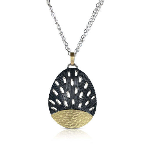 New Day Shell Pendant | Gold, Oxidized Sterling Silver| Handmade Fine Art Jewelry by Susan Mahlstedt  New Day Shell Pendant | Gold, Oxidized Sterling Silver| Handmade Fine Art Jewelry by Susan Mahlstedt